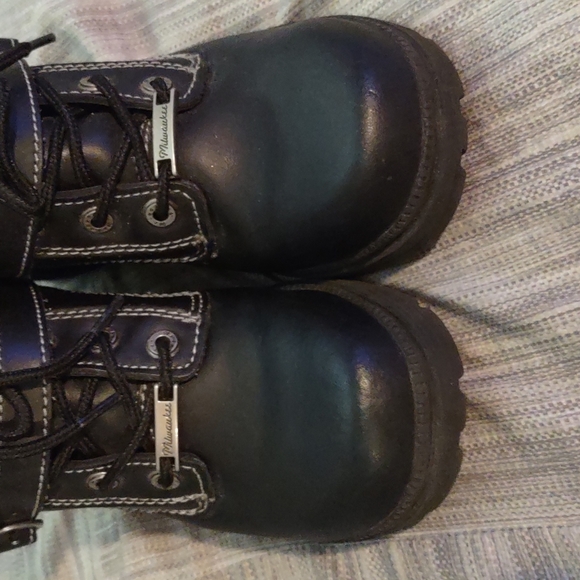 Milwaukee Ladies Paragon Side Zip Blk Lace Up Motorcycle Boots Size 7 1/2 - Picture 3 of 6